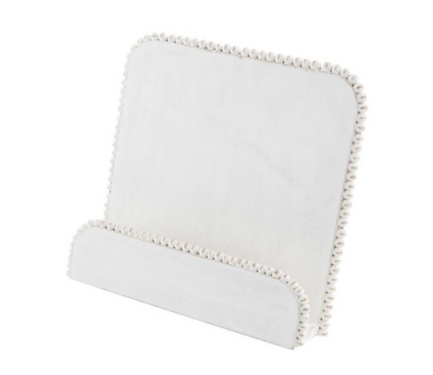MUD PIE WHITE BEADED COOKBOOK HOLDER